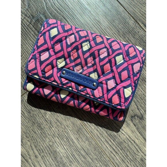 Vera Bradley Handbags - Vera Bradley Wallet Katalina Pink Purple Diamonds Trifold Quilted Fabric Blue